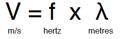 Wave equation velocity equals frequency times wavelength